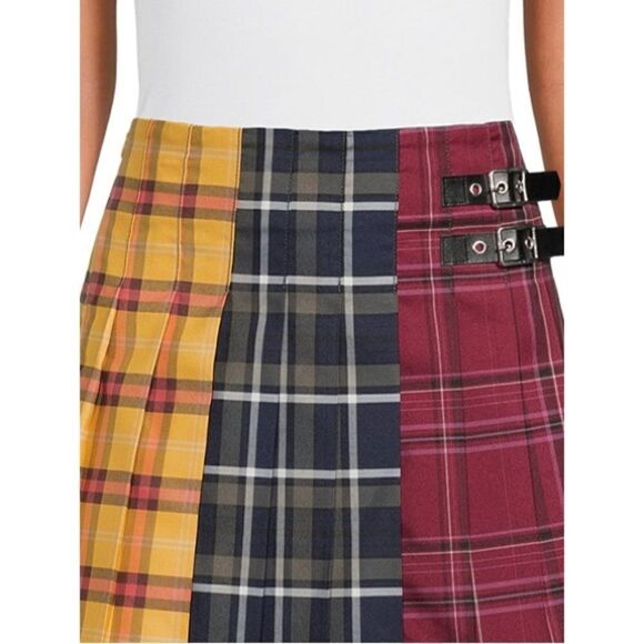 Womens Juniors Denim Pleated Plaid Mini Skirt Size S (3/5) - Picture 5 of 5